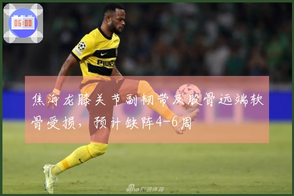焦海龙膝关节副韧带及股骨远端软骨受损，预计缺阵4-6周